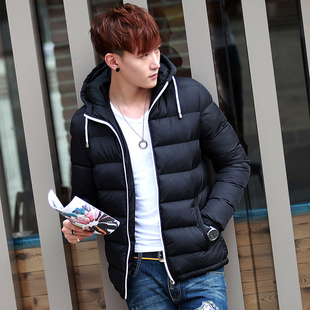 2015冬季新款潮韩版青少年男士棉衣修身连帽保暖棉服外套加厚棉袄