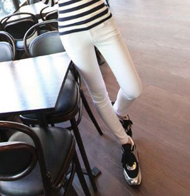 秋冬新款韩版白色加绒小脚裤弹力铅笔裤白色裤子女外穿打底裤