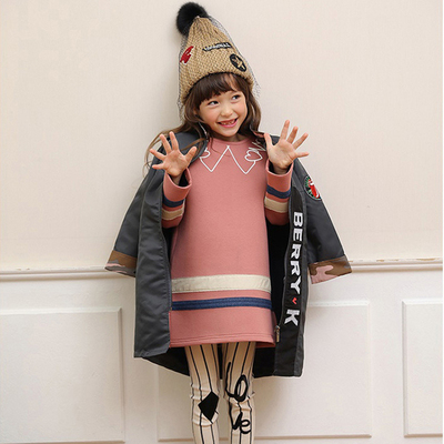 韩国韩版童装女童棉衣绣花休闲棉袄加厚加绒外套三层保暖新款冬装