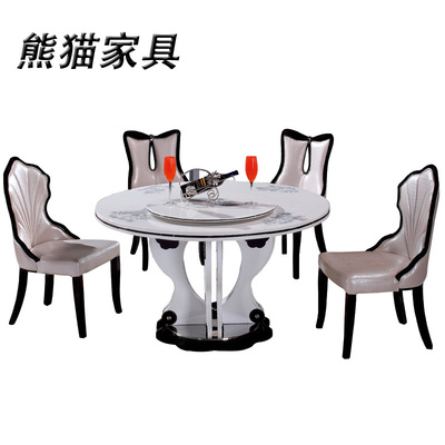 大理石圆桌白色圆形餐桌后现代桌圆桌椅尚餐桌欧式圆台