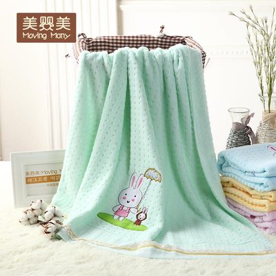 婴儿浴巾 宝宝竹纤维纯棉儿童毛巾被秋冬 超柔软新生儿毯子厚方形