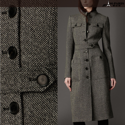 2014冬季新款欧美高端大牌走秀款时尚气质羊毛呢双排扣风衣外套女