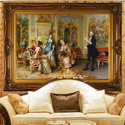 senR018欧式油画手绘人物宫廷装饰画酒店会所家居客厅休息室壁画
