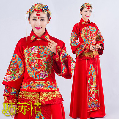 经典复古中式新娘结婚秀禾服女装敬酒礼服2015凤穿牡丹秀和服旗袍