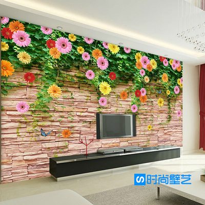 复古仿砖纹个性时尚玫瑰花沙发客厅卧室欧西餐厅kTV家居无缝壁纸