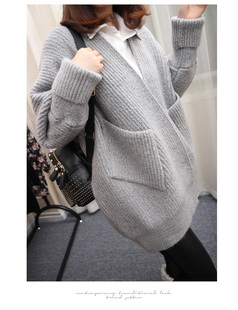 2015春装新款韩国东大门针织开衫韩版中长款加厚大毛衣女外套