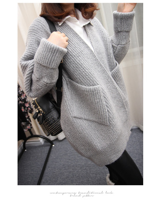2015春装新款韩国东大门针织开衫韩版中长款加厚大毛衣女外套