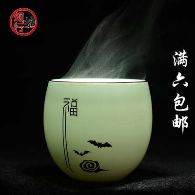 汝窑日式陶瓷青瓷手工手绘品茗杯个人杯单功夫茶杯小茶碗茶盏茶具