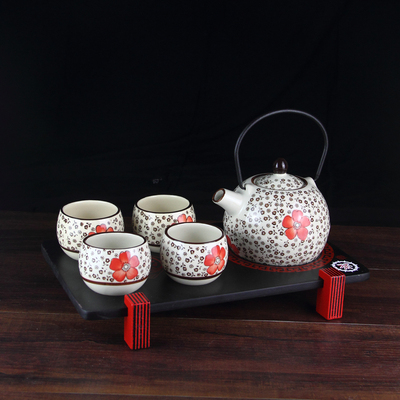 日式茶具和风陶瓷功夫红整套敬茶壶茶杯套装结婚礼物婚庆特价包邮