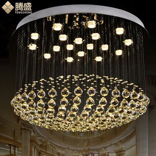 腾盛现代简约LED水晶灯客厅灯卧室灯餐厅灯扁圆球吊线灯