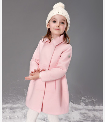 欧美高端童装女童冬装红色羊毛呢大衣外套中大童儿童中长外套百搭
