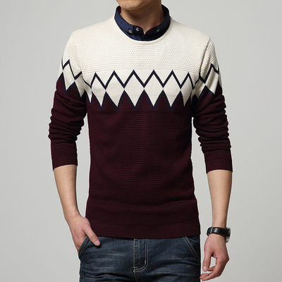 2015秋季新款男士毛衣 韩版修身V领针织衫青少年羊毛衫男版打底衫