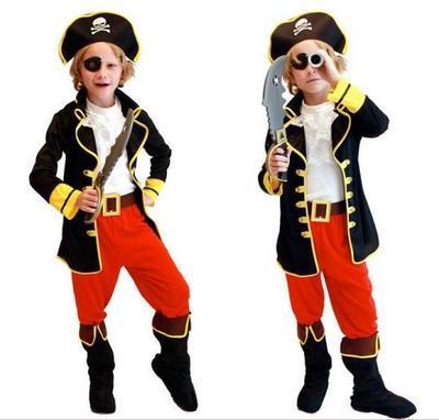 万圣节儿童表演服装男童杰克船长海盗衣服化妆舞会包邮
