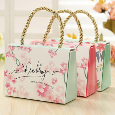 欧式婚礼手提喜糖袋定制做喜糖包装盒婚礼袋订婚喜糖袋包装糖果盒