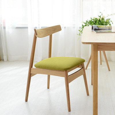 实木餐椅简约现代白橡木家用椅子北欧凳子休闲布艺电脑椅
