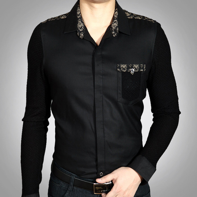 2015春秋新款正品男装长袖T恤 男士休闲修身 男衬衫领