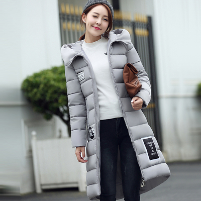 2016新款韩版休闲棉服冬季外套 时尚修身长款大码加厚羽绒棉衣女