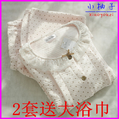 纯棉秋冬季月子服喂奶衣哺乳装孕妇产后加厚睡衣套装 空气层棉