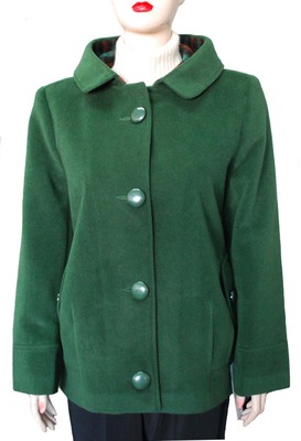 中年气质女装冬装宽松短款连帽羊绒呢外套 绿色羊毛呢子特惠198元
