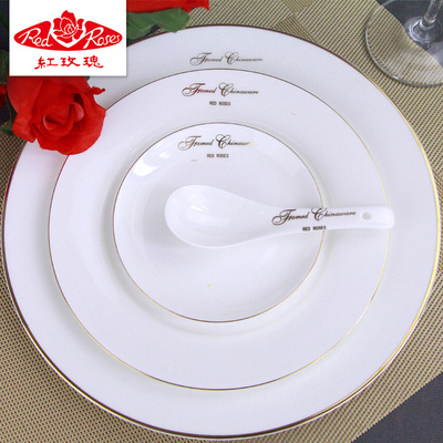唐山红玫瑰骨质瓷餐具骨质瓷盘子饭碗无铅骨质瓷正品红玫瑰