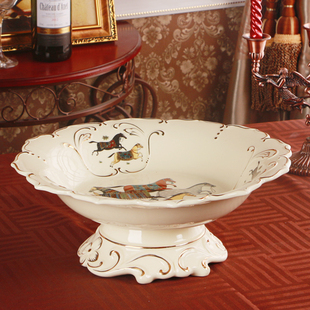 欧式陶瓷水果盘 果盘摆件奢华高档大号复古家居茶几摆件创意客厅