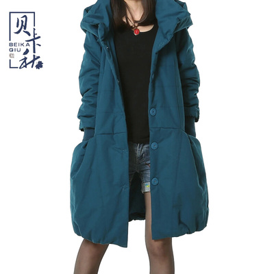贝卡秋新款冬装韩版中长款棉衣带帽大码加厚女士棉服 女 外套