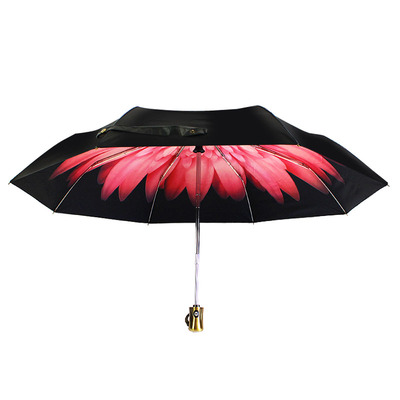 ssfg伞伞发光新款防晒小黑伞 全自动雏菊遮阳伞防紫外线太阳伞