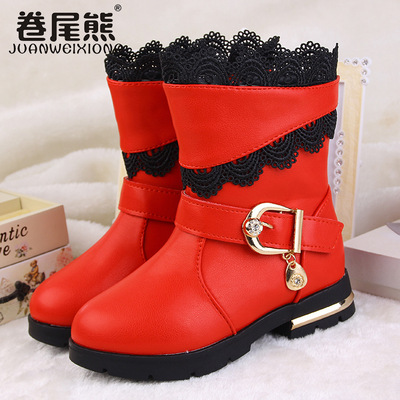 2015新款韩版冬季童鞋棉靴 加绒金属侧拉链时尚小童棉靴爆款