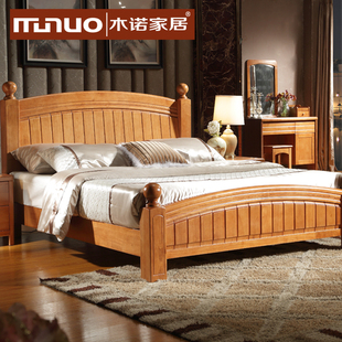 木诺 实木床 韩式 象牙白实木床 白色双人床 橡木床 1.8 1.5 米