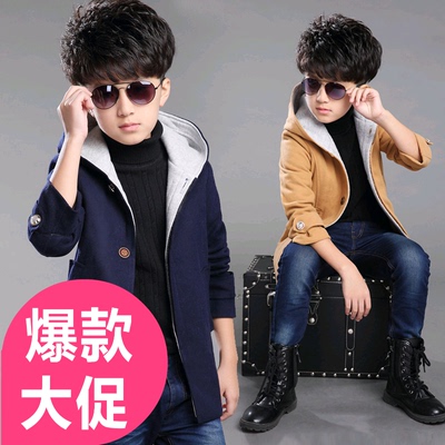 2015新款韩版 童装 男童冬装  棉服 加厚呢子大衣呢子外套