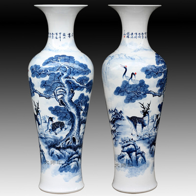 景德镇陶瓷花瓶家居装饰大号瓷瓶摆件客厅落地1米1.2米手绘大花瓶