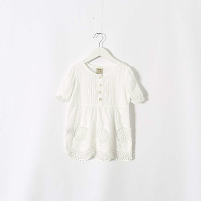2015夏季新款 欧美女童儿童蕾丝镂白色公主裙纯棉中童小童连衣裙