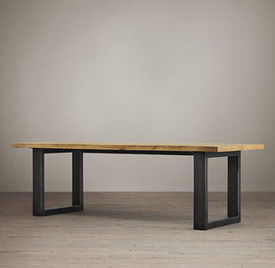 美式 loft复古 实木铁艺餐桌椅 组合 长方形餐桌 电脑桌 办公书桌