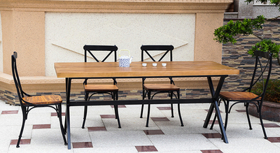 loft美式复古铁艺实木餐桌 办公桌会议桌 咖啡桌椅 酒店酒吧桌