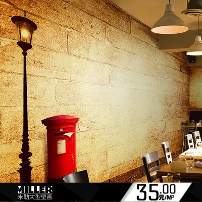 欧式复古砖墙无缝壁纸墙纸餐厅休闲吧咖啡店酒吧大型壁画个性建筑