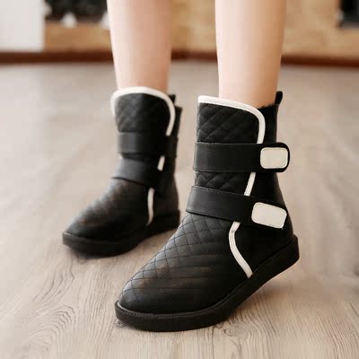 儿童雪地靴秋冬2015新款 马丁靴韩版 时装女童靴子 中筒加绒皮靴