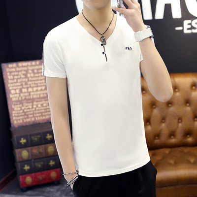 2016夏季新款时尚百搭男士短袖T恤韩版修身纯色短半袖体恤打底衫