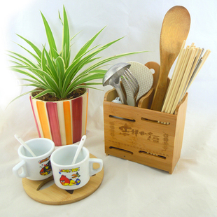 楠竹筷子筒 创意厨房壁挂式置物架餐具双桶收纳盒沥水笼特价