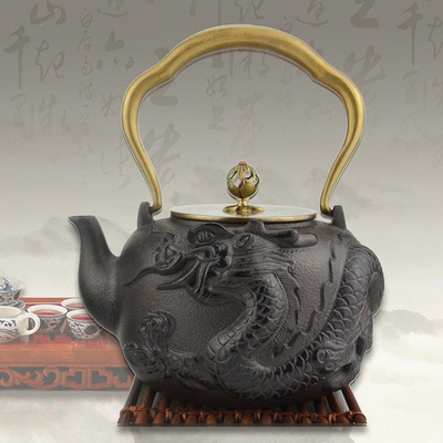 铁龙壶纯手工老生铁壶茶壶煮茶烧水茶壶铜盖铜把铸铁壶特价铸铁壶