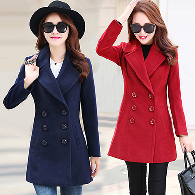 2015秋冬季新女装大码韩版中长款修身显瘦毛呢外套女羊绒呢子大衣