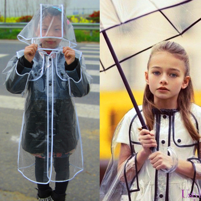 学生雨衣韩版透明长款雨披儿童男女纯色防水风衣中小学生户外包邮