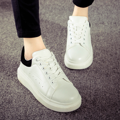名将 秋季韩版新款黑白单鞋女厚底运动鞋学生防滑休闲板鞋小白鞋