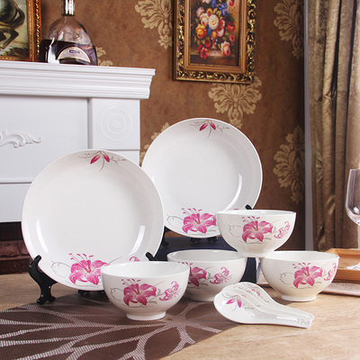 餐具套装碗盘家用 简约 骨瓷 中式微波盘碗勺子创意结婚礼品包邮