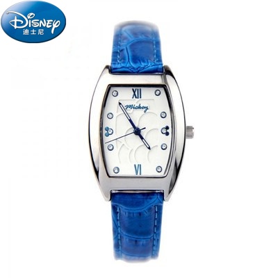 正品Disney迪士尼女孩水钻手表米奇女士皮带学生新款时尚石英腕表