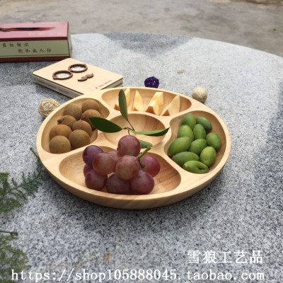 新品上架 泰国橡胶木手作五格木盘 家用水果零食点心盘子 果盘
