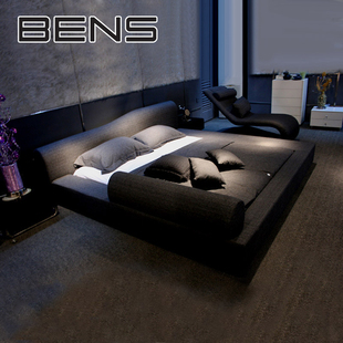 BENS奔斯 布艺床可拆洗 榻榻米床 简约现代双人床1.8米储物床9008