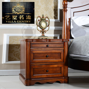 美式乡村实木床头柜欧式卧室简易储物柜现代简约床边柜整装特价