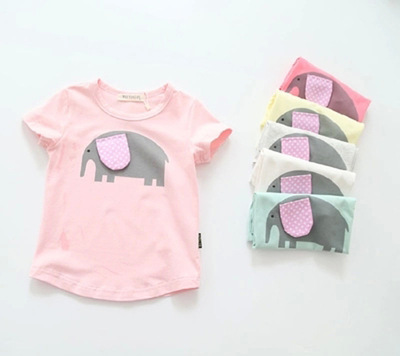 2016夏装新款 男童 女童儿童 宝宝纯棉大象短袖T恤一件代发