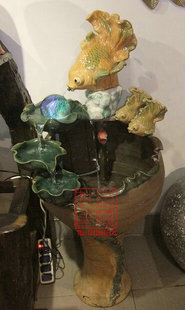 石湾陶瓷流水喷泉 年年有余流水盆 喷泉