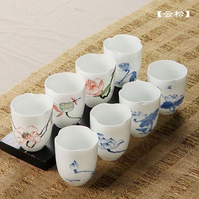 【云松】促限量精品手绘个人杯陶瓷茶杯玉瓷水杯白瓷杯办公杯